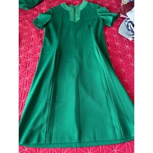 Vintage Abe Schrader Emerald Green Dress&Jacket Collared DressZipper Blazer Btns